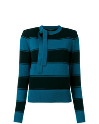 Женский темно-синий свитер с круглым вырезом в горизонтальную полоску от Marc Jacobs