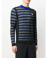 Мужской темно-синий свитер с круглым вырезом в горизонтальную полоску от Kenzo