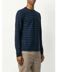 Мужской темно-синий свитер с круглым вырезом в горизонтальную полоску от Golden Goose Deluxe Brand