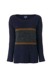 Женский темно-синий свитер с круглым вырезом в горизонтальную полоску от Woolrich