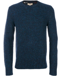 Мужской темно-синий свитер с круглым вырезом в клетку от Burberry