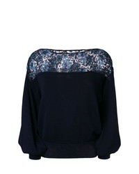 Женский темно-синий свитер с круглым вырезом с вышивкой от See by Chloe