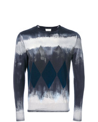Мужской темно-синий свитер с круглым вырезом с геометрическим рисунком от Ballantyne