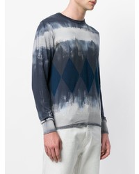 Мужской темно-синий свитер с круглым вырезом с геометрическим рисунком от Ballantyne