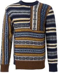 Мужской темно-синий свитер с круглым вырезом с жаккардовым узором от Joseph