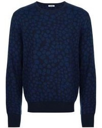 Мужской темно-синий свитер с круглым вырезом с леопардовым принтом от Acne Studios