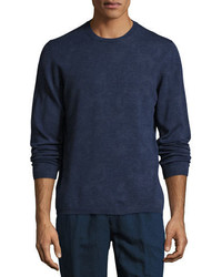 Темно-синий свитер с круглым вырезом с "огурцами"