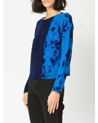 Женский темно-синий свитер с круглым вырезом с принтом тай-дай от Suzusan