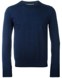 Мужской темно-синий свитер с круглым вырезом с принтом от Comme des Garcons