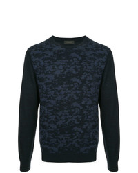 Мужской темно-синий свитер с круглым вырезом с принтом от D'urban