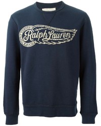 Мужской темно-синий свитер с круглым вырезом с принтом от Denim & Supply Ralph Lauren