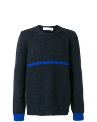 Мужской темно-синий свитер с круглым вырезом с принтом от Golden Goose Deluxe Brand