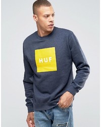 Мужской темно-синий свитер с круглым вырезом с принтом от HUF