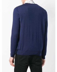 Мужской темно-синий свитер с круглым вырезом с принтом от Love Moschino