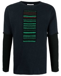 Мужской темно-синий свитер с круглым вырезом с принтом от Jil Sander