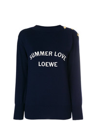 Женский темно-синий свитер с круглым вырезом с принтом от Loewe