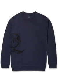 Мужской темно-синий свитер с круглым вырезом с принтом от McQ