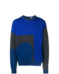 Мужской темно-синий свитер с круглым вырезом с принтом от Omc