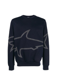 Мужской темно-синий свитер с круглым вырезом с принтом от Paul & Shark