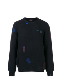 Мужской темно-синий свитер с круглым вырезом с принтом от Ps By Paul Smith