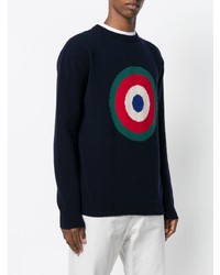 Мужской темно-синий свитер с круглым вырезом с принтом от Circled Be Different