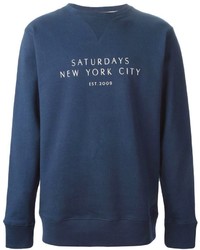 Мужской темно-синий свитер с круглым вырезом с принтом от Saturdays Surf NYC