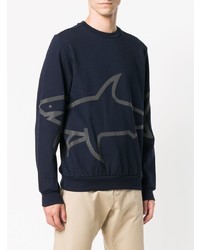Мужской темно-синий свитер с круглым вырезом с принтом от Paul & Shark
