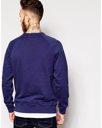 Мужской темно-синий свитер с круглым вырезом с принтом от Wood Wood
