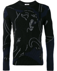 Мужской темно-синий свитер с круглым вырезом с принтом от Valentino