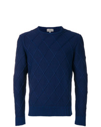 Мужской темно-синий свитер с круглым вырезом с ромбами от Canali