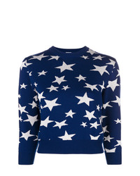 Женский темно-синий свитер с круглым вырезом со звездами от Loewe