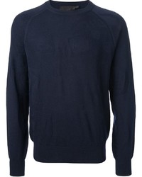 Мужской темно-синий свитер с круглым вырезом от Alexander McQueen