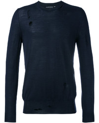 Мужской темно-синий свитер с круглым вырезом от Alexander McQueen