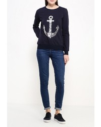 Женский темно-синий свитер с круглым вырезом от Aurora Firenze