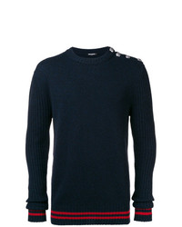 Мужской темно-синий свитер с круглым вырезом от Balmain