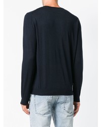 Мужской темно-синий свитер с круглым вырезом от Laneus