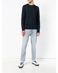 Мужской темно-синий свитер с круглым вырезом от Laneus