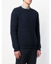 Мужской темно-синий свитер с круглым вырезом от Zanone