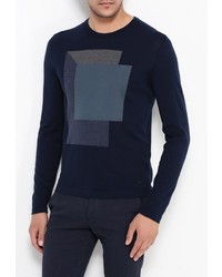 Мужской темно-синий свитер с круглым вырезом от BOSS