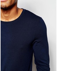 Мужской темно-синий свитер с круглым вырезом от Asos