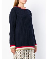 Женский темно-синий свитер с круглым вырезом от Gucci