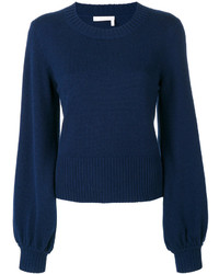 Женский темно-синий свитер с круглым вырезом от Chloé