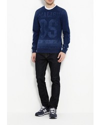 Мужской темно-синий свитер с круглым вырезом от Chromosome