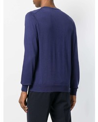 Мужской темно-синий свитер с круглым вырезом от Corneliani