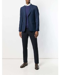 Мужской темно-синий свитер с круглым вырезом от Corneliani