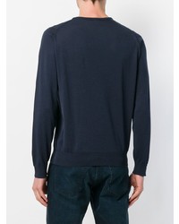 Мужской темно-синий свитер с круглым вырезом от John Smedley