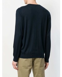 Мужской темно-синий свитер с круглым вырезом от Laneus