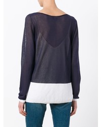 Женский темно-синий свитер с круглым вырезом от Fay