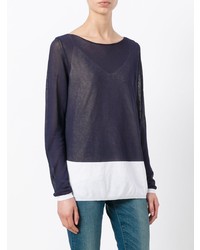 Женский темно-синий свитер с круглым вырезом от Fay