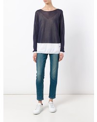 Женский темно-синий свитер с круглым вырезом от Fay